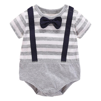 

Summer New Fashion Print Little Gentleman Triangle Romper Fashion Trend New Boy Baby Romper