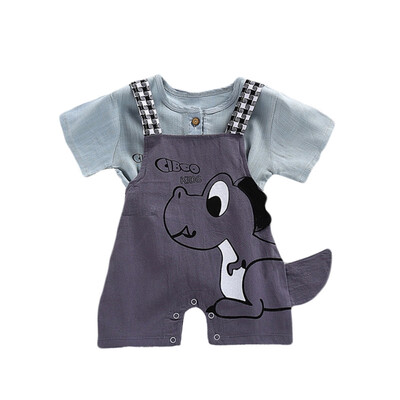 

hilittlekids Summer Casual Fashion Baby Cartoon Printing Short Sleeve Top And Suspender Trousers Set