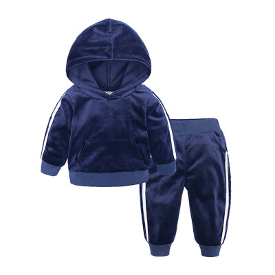 

Autumn Baby Boy Girl Long Sleeve Stripe Print Hoodie Sweatshirt TopsPants Trouser Costume Set 2019