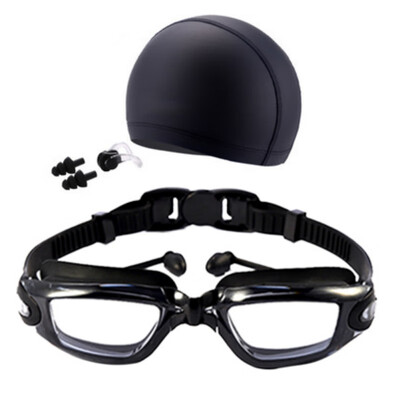 

2018 New Unisex Anti Fog UV Protection Surfing Swimming Goggles Professional Swim Glasses with Swim Caps Earplugs Nose Clip Set