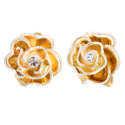 

Yoursfs clip earrings for women black rose flower gold plated earring enamel