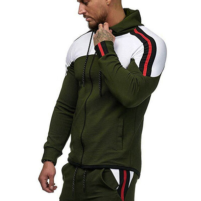 

Toponeto Men Autumn Long Sleeve Patchwork Hoodie Hooded Sweatshirt Top Tee Outwear Blouse