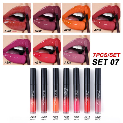 

7 Pcs Set Portable Lip Gloss Set 7 Colors Liquid Lip Collection Women Cosmetics Fashion Lip Make Up Kit Cosmetic Set