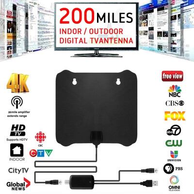 

Indoor Digital TV Antenna Aerial Signal Amplified Thin HDTV HD Freeview 200 Miles