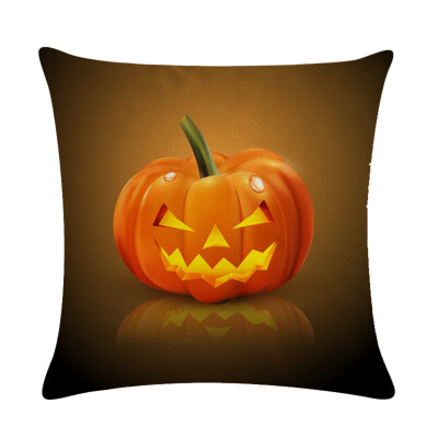 

18" Pumpkin Print Cotton Linen Cushion Cover Pillow Case Halloween Home Decor