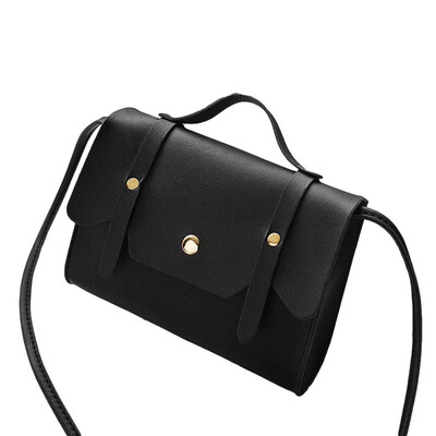 

Simple Solid Color Women Flap Faux Leather Small Tote Crossbody Shoulder Bag
