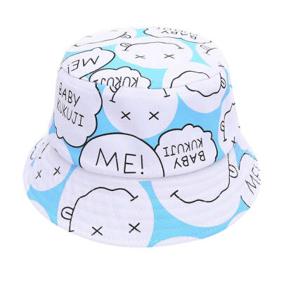 

Autumn Baby Boys Girls Toddler Cartoon Letter Printed Bucket Hats Caps Reversible Sun Headwear