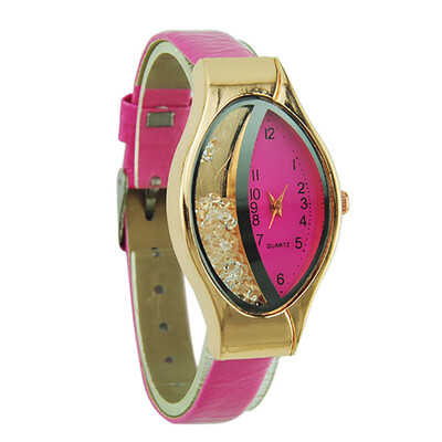 

〖Follure〗Semilunar Flow Sand Type Ellipse Woman Fine Strap Small Dial Wristwatch Watch