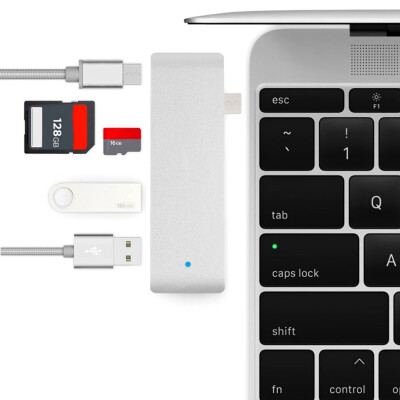 

5in1 USB C Hub 30 Type-C Adapter Charging Data Sync Card Reader For MacBook Pro