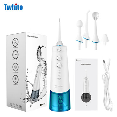 

TWhite Dental Electric Rechargeable Oral Irrigator Water Flosser mouth cleaner Water pick Floss jet Teeth nose tongue Cleaning