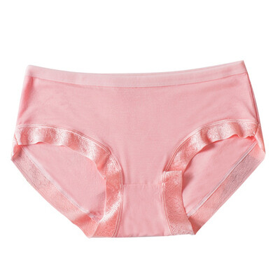 

Cotton Women Panties Solid Color Seamless Ladies Lace Middle Waist Lingerie Sexy Breathable Panties