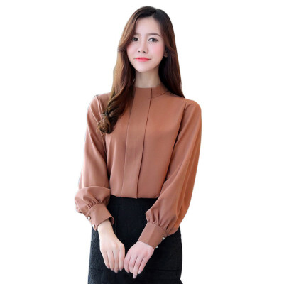 

Womens Blouse 2018 Summer Shirt Top Shirts Chiffon Blouse Lantern Sleeve Elegant Female Office Green Black Shirt