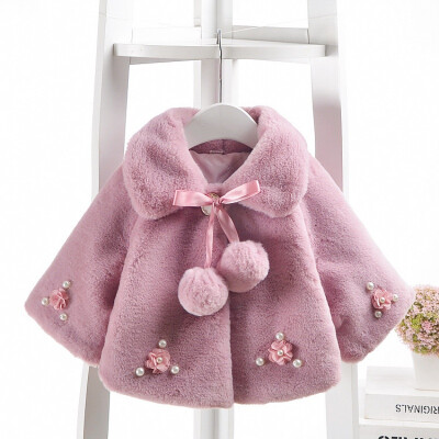 

Infant Baby Girls Autumn Winter Warm Coat Cloak Jacket Cute Kids Flower Pattern Outerwear