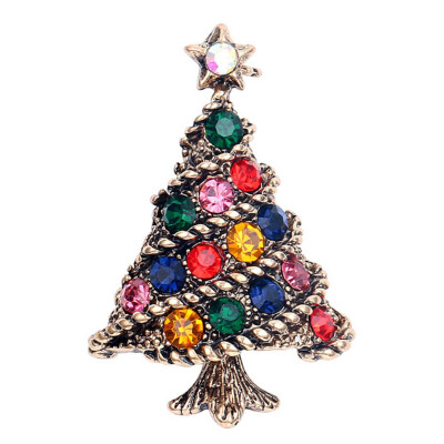 

Vintage Christmas Tree Pin Brooch Crystal Christmas Tree Brooch Pins Wedding Collar Clip Scarf Fashion Jewelry Brooches