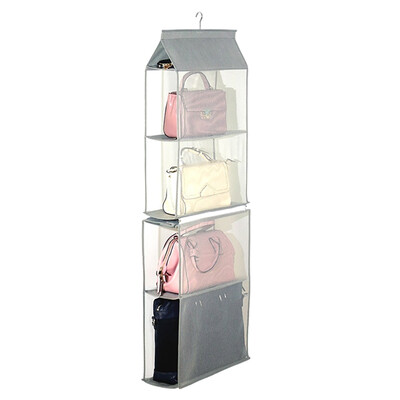 

Foldable Hanging Bag Multi-layer Folding Shelf Bag Handbag Organizer Door Sundries BagsPocket Hanger Storage Closet Hanger