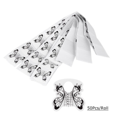 

50Pcs Nail Art Tip Nail Form Sticker Butterfly Shape Nail Forms for Acrylic UV Gel Nail Extension Guide Tools Nail Care Manicure D