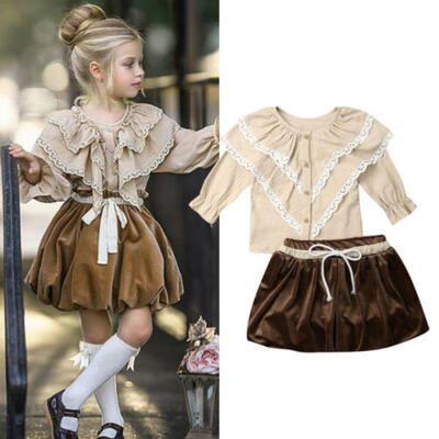 

US Fashion Infant Baby Girl Autumn Clothes Ruffle Tops T-shirt Tutu Dress Outfit