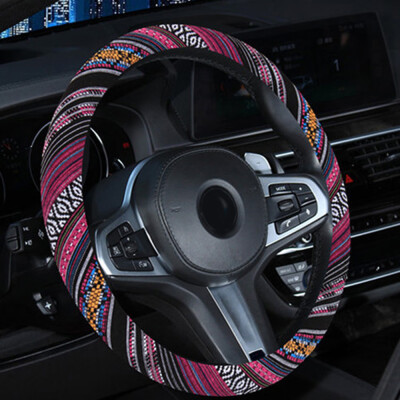 

1x 38cm Car Auto Steering Wheel Cover Case Ethnic Style Old Coarse Linen Parts