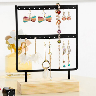 

Gobestart Wood Base Metal Jewelry Holder Display Stand Dangle Earrings Hanging 24 Holes