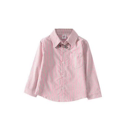 

Children Shirts 2018 Spring Autumn New Embroidery Bow Striped Boys Girls Long Sleeve Shirt Children Tops Baby Clothing 2-7Y