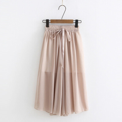 

New Fashion Women Chiffon Wide Leg bow Pant Casual high waist Pant Summer Female Eastic Waist Thin Pants Trousers