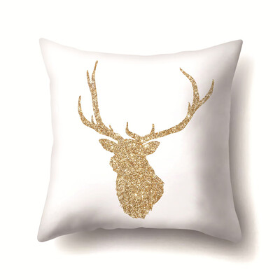 

18x18" Gold Christmas Elk Pillowcases Cushion Cover Car Sofa Bedding Home Decor