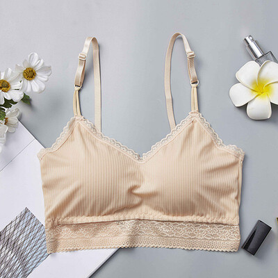 

Women Cropped Top Padded Bra Straps Tube Tops Beauty Back Lace Floral Padded Bras
