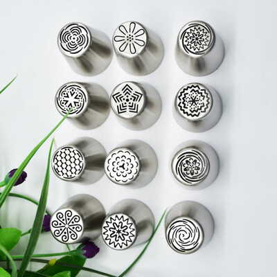 

12pcSet Russian Tulip Icing Piping Nozzles Stainless Steel Flower Cream Pastry Tips Nozzles Bag Cupcake Cake Decorating Tools