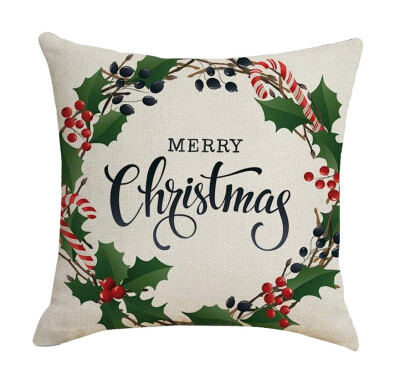 

Gobestart Fashion Square Christmas Style Print Zipper Closure Pillowcase Home Decoration