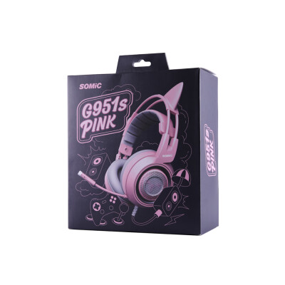 

SOMIC G951S Wired Gaming Headset Pink Cat Ear Headphone with Mic 71 Sound Channel 35mm for Xbox one