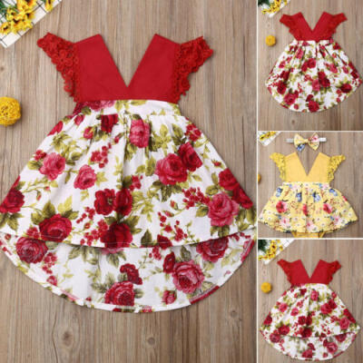 

Toddler Kid Baby Girl Floral Dress Princess Party Summer Sleeveless Romper Dress