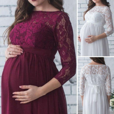 

USA Pregnant Womens Lace Maternity Dress Maxi Gown Photography Photo Clothes