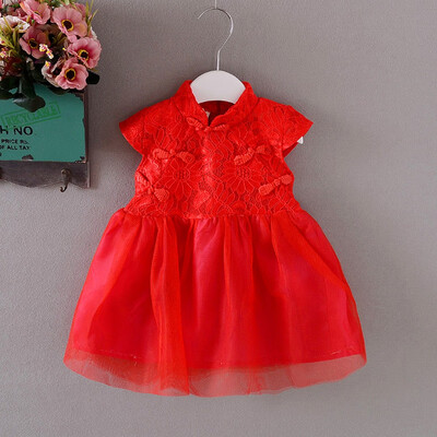 

Girls Dress Spring Autumn Oriental Chinese Traditional Costumes Cheongsam Princess Dress Children Cute Lace Girls Clothes
