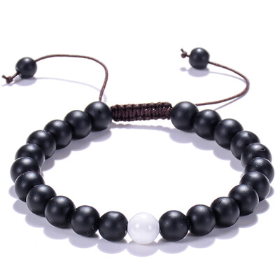 

8mm Couple Distance Turquoise Bracelet Black Lava Rock Howlite Stone Bracelet