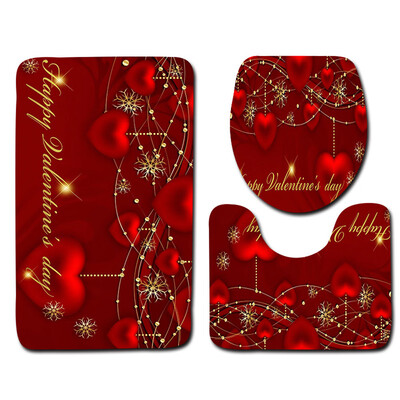 

Siaonvr 3PCS Valentines Day Pattern Non Slip Toilet Seat Cover Rug Bathroom Set Decor