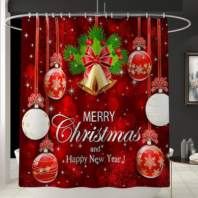 

Christmas Serie Printing Bathroom Shower Curtain Toilet Waterproof Cover Mat Hot