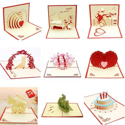 

Fashion 3D Pop Up Greeting Card Love Romantic Birthday Valentines Day Gift