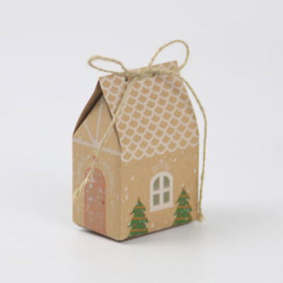 

Kraft Paper Christmas House Candy Packing Cartons Festival Hand Gift Sugar Box