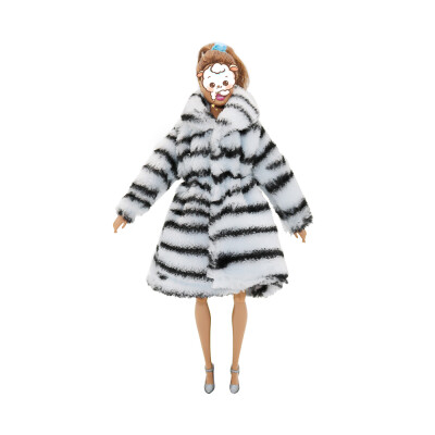 

Fashion Clothes for Doll Leopard-printed Plush Coat Doll Clothes Accessory for Kids Toy Present