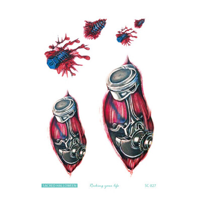 

〖Follure〗Waterproof Temporary Tattoo Sticker Scar Terror Wound Blood Injury Halloween Hot