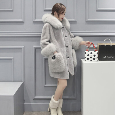 

Women Fashion Casual Office Lady Solid Color Sheep Shearling Fur Coat Ladies Coat Super Thick Jacket