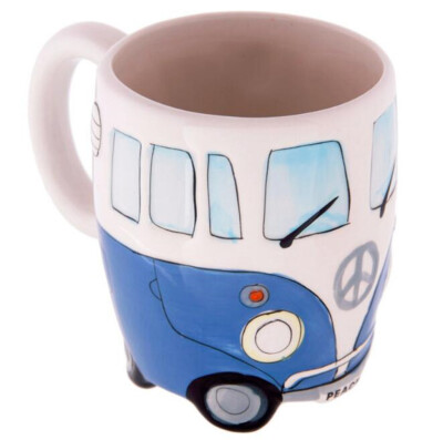 

Gobestart Creative Hand Painting Double Bus Mugs Retro Ceramic Cup Coffee Milk Tea 400ml