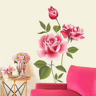 

Rose Flower Wall Stickers Romantic Love Kitchen Wall Art Decals Home Decor Removable Vinyl