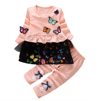 

Brand New Newborn Infant 2Pcs Toddler Kids Girls Long Sleeve Sweatshirts Blouse with Lace Design Elastic Waist Trousers