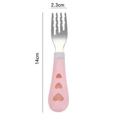 

1 pcs Stainless Steel Children Tableware Round Spoon Fork Cartoon Spoon Fork Set