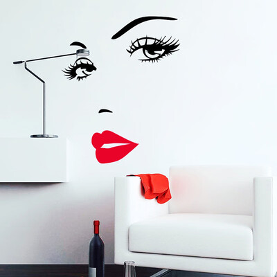 

DIY Self-Adhesive Audrey Hepburns Sexy Eyes And Red Lip PVC Wall Decor Stickers Bedroom Living Room Couch TV Background