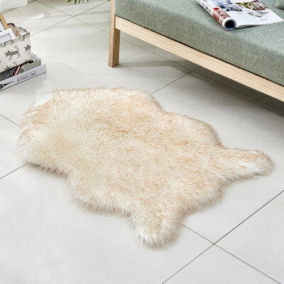 

Gobestart Wool Imitation Sheepskin Rugs Faux Non Slip Bedroom Shaggy Carpet Mats