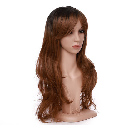 

Long Full Wig with Bangs Ombre Natural Wave Heat Resistant Synthetic Wig Dyeing Color Curly Wavy Cosplay Wigs Costume Dress
