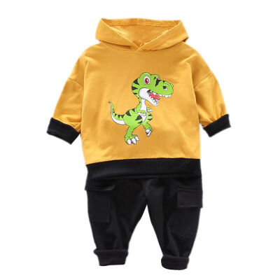 

Autumn Baby Boy Clothes Cotton Kids Clothes Long Sleeve Cartoon Dinosaur Print Hoodie SweatshirtTrousers Pants Casual Sets