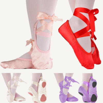 

USA Ballet Shoes Dance Canvas Childrens Size Pink Purple Apricot Red Slippers